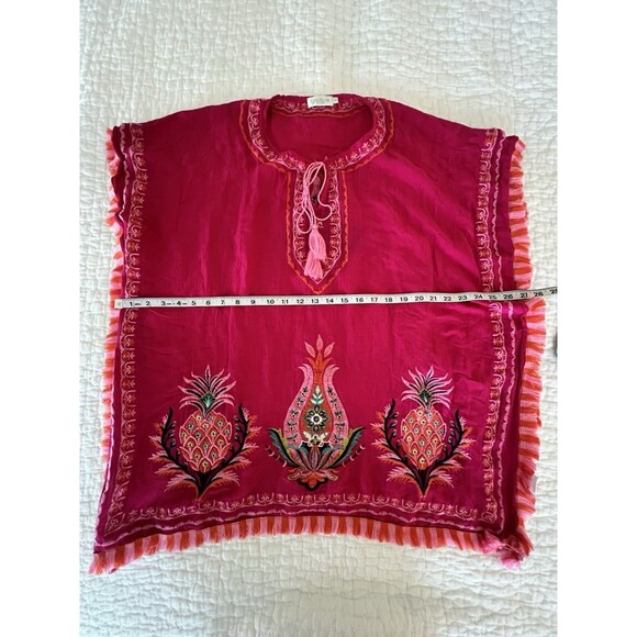 Spartina 449 Pink Embroidered Fringe Tunic Swim Cover One Size - Picture 2 of 9